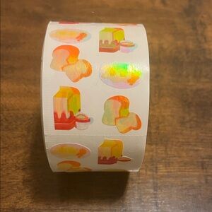 Colorful Holographic Breakfast Theme Stickers Roll